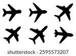 Airplane silhouette icon set vector on white background