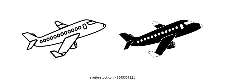 Airplane silhouette icon. Travel icon line. symbol plane passenger. Vector illustration