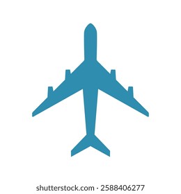 Airplane silhouette icon, travel and transportation concept. Vector illustration isolated on white background, flat design