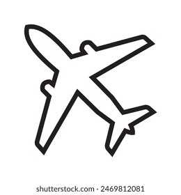 Airplane silhouette icon, vector with stroke line. Airplane aviation flat icon for apps, logo and website. Airplane sign and symbol. Vector illustration.