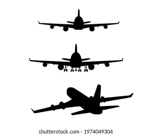 Airplane silhouette isolated on white background. vector with png.