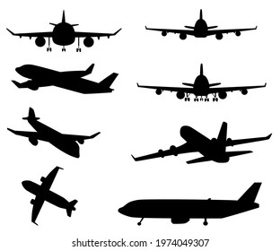 Airplane silhouette isolated on white background. vector with png.