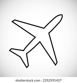 Airplane silhouette isolated on white background. Plane symbol. Travel icon. Vector illustration