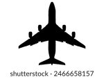 Airplane silhouette on a white background, vector illustration, Airbus silhouette.