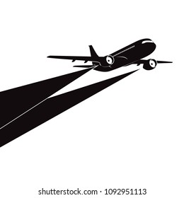 Airplane silhouette on white background.