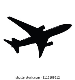 Airplane silhouette on white background. Vector illustration.