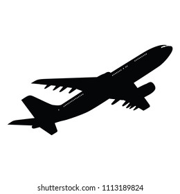 Airplane silhouette on white background. Vector illustration. svg
