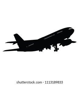 Airplane silhouette on white background. Vector illustration.