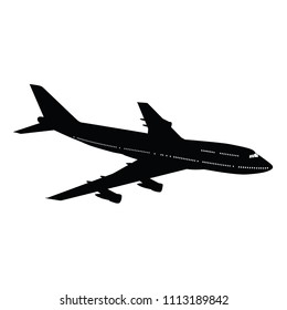 Airplane silhouette on white background. Vector illustration. svg