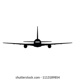 Airplane silhouette on white background. Vector illustration.