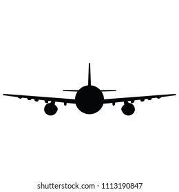 Airplane silhouette on white background. Vector illustration.