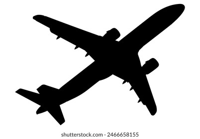 Airplane silhouette on a white background, vector illustration, Airbus silhouette.