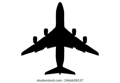 Airplane silhouette on a white background, vector illustration, Airbus silhouette.