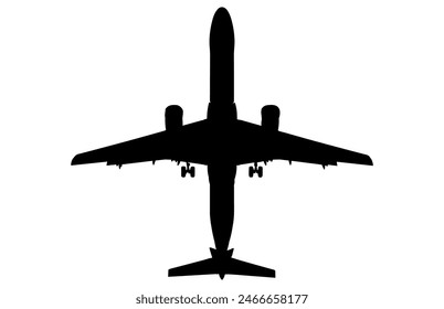 Airplane silhouette on a white background, vector illustration, Airbus silhouette.