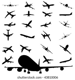 airplane silhouette set