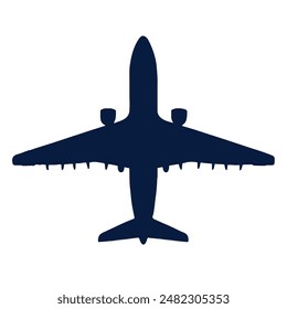 Airplane  silhouette vector illustration. Black and white minimalist.