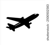 Airplane silhouette vector illustration on white background

