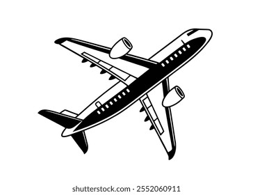 airplane silhouette vector illustration on white background