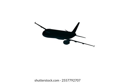 Airplane silhouette vector illustration on white background. Airplane passenger travel silhouette icon. Aeroplane vector icon aircraft isolated symbol shape Flying Plane Travel  Flight icon 