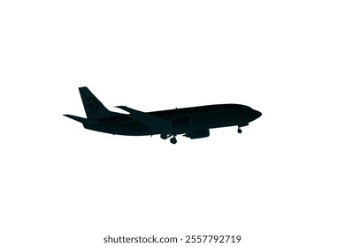 Airplane silhouette vector illustration on white background. Airplane passenger travel silhouette icon. Aeroplane vector icon aircraft isolated symbol shape Flying Plane Travel  Flight icon 