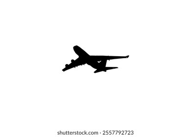 Airplane silhouette vector illustration on white background. Airplane passenger travel silhouette icon. Aeroplane vector icon aircraft isolated symbol shape Flying Plane Travel  Flight icon 