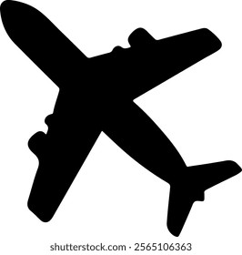 Airplane silhouette vector illustration on white background 