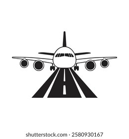 Airplane silhouette vector illustration on white background and airplane flying