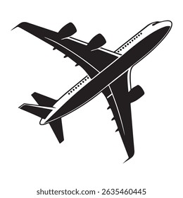 Airplane silhouette vector illustration on white background
