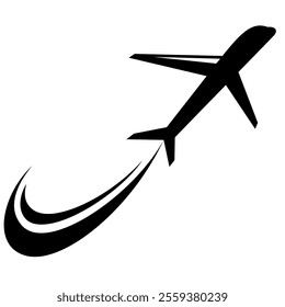 Airplane silhouette vector image,minimalist,and modern icon isolated on white background,can be for travel ideas