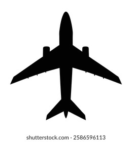 airplane silhouette vector on white background