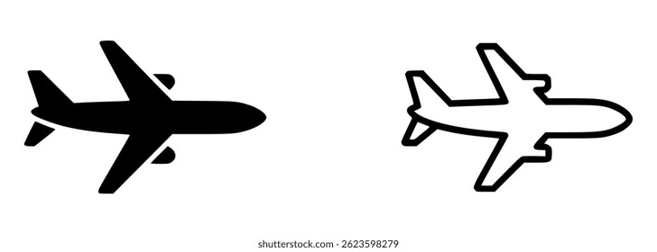 Airplane silhouettes black and white vector illustration