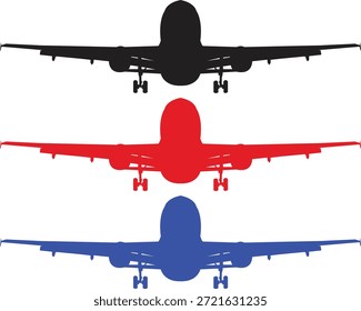 Siluetas de aviones desde diferentes ángulos, que simbolizan el transporte, el turismo y el vuelo.