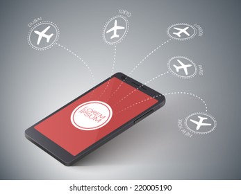 las siluetas de avión salen de la pantalla de un teléfono celular