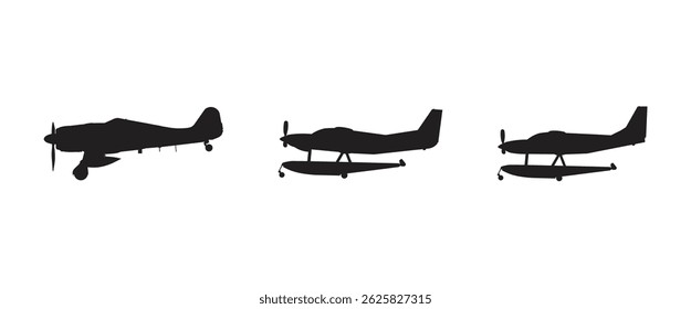 Airplane silhouettes from side view perspective