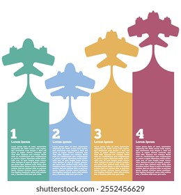 Airplane silhouettes with vertical stripes. Design a presentation template. Vector illustration.