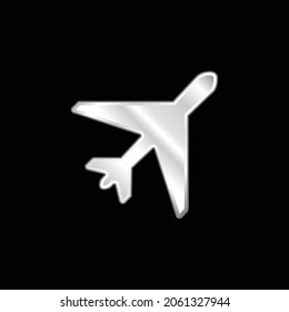 Airplane silver plated metallic icon