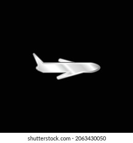 Airplane silver plated metallic icon