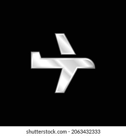 Airplane silver plated metallic icon