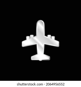 Airplane silver plated metallic icon
