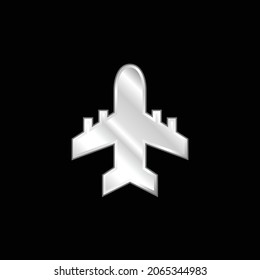 Airplane silver plated metallic icon