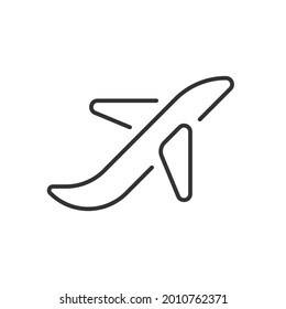 Airplane simple line art icon for web or apps. Isolated vector illustration. Symbol of airplane  on white background.