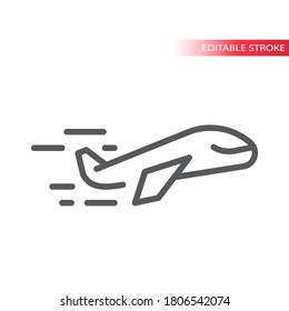 Airplane simple thin line vector icon. Outline, editable stroke.