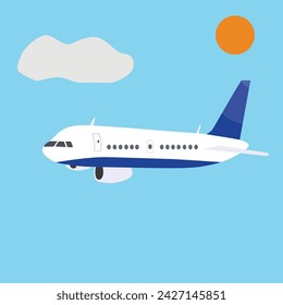 Airplane simple vector drawing and view