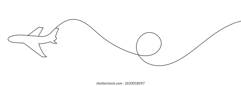 Airplane single line drawing. line art vector illustration . EPS 20  .