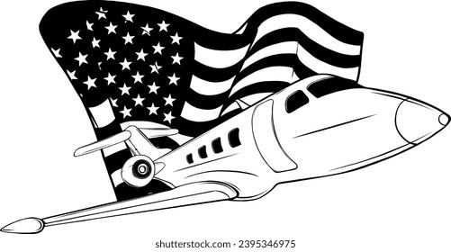 Airplane sketch black and white
