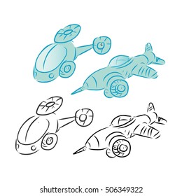 Airplane sketch. Hand drawn illustration for your design: Kids illustration.