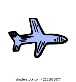 Airplane sketch vector illustration. Airforce hand drawn icon. Private jet travel element.