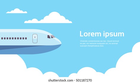 Airplane In Sky Aircraft Air Travel Transportation Flat Vector Illustration