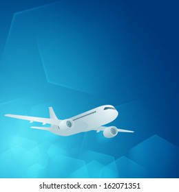 Airplane in the sky. Background with place for text. EPS10 vector.