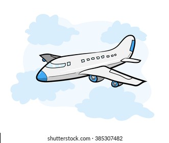 Airplane Sky Hand Drawn Vector Illustration Stock Vector (Royalty Free ...